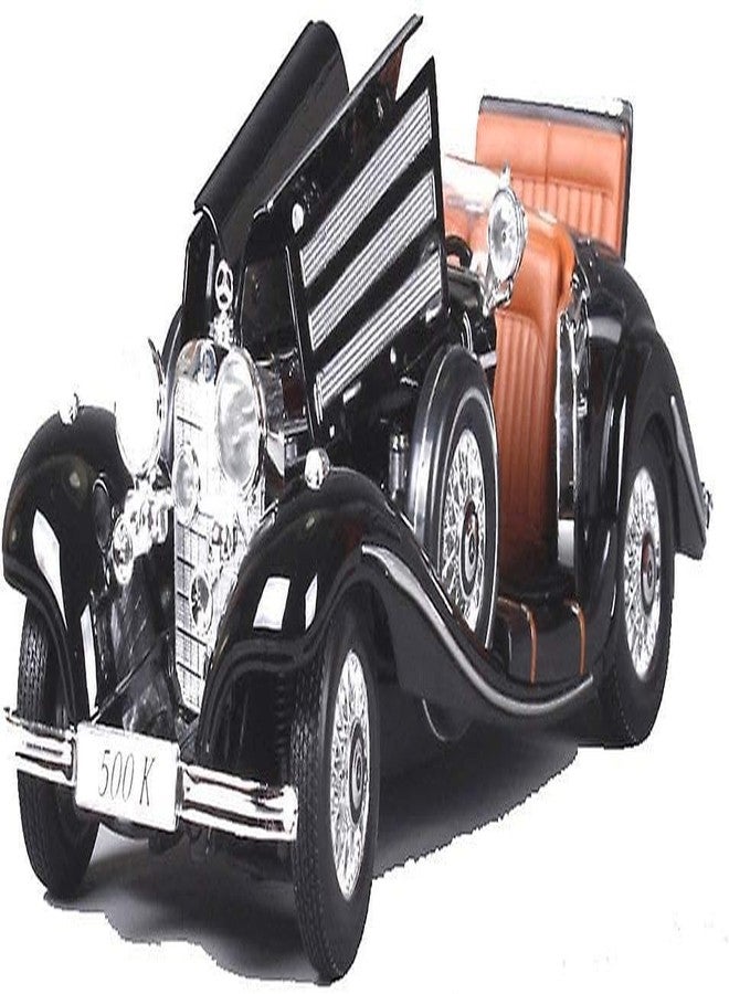 YIQELU 1:24 Scale Exclusive Alloy Metal Pull Back Die-cast Car Model with Sound Light Mini Auto Toy for Kids Metal Model Toy Car with Sound and Light (1.18-1936 Merrc-Bennz Classic -Black) - Image 3